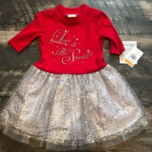 Red Silver Sparkle Toddler Dress